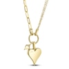 Thumbnail Image 2 of Shy Creation Mother-of-Pearl Heart Necklace 1/8 ct tw Diamonds 14K Yellow Gold 18" SC55023860V5