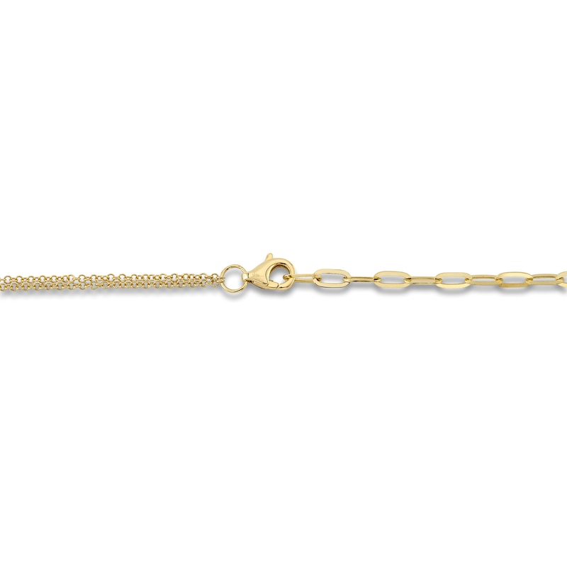 Main Image 4 of Shy Creation Mother-of-Pearl Heart Necklace 1/8 ct tw Diamonds 14K Yellow Gold 18" SC55023860V5