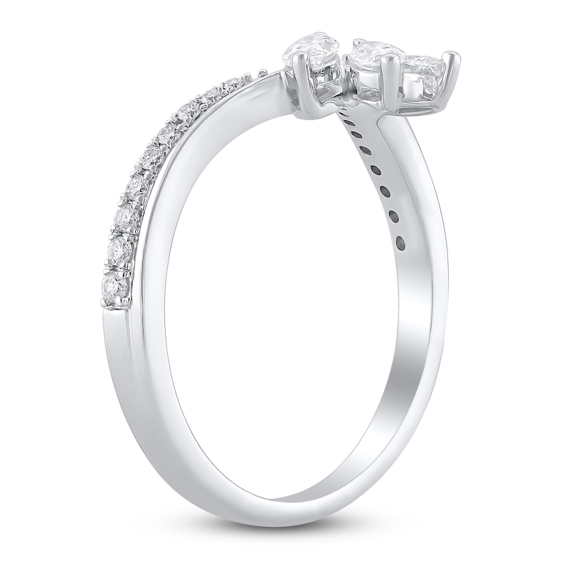 Main Image 2 of Certified Diamond Marquise & Round-Cut Contour Ring 3/8 ct tw 14K White Gold