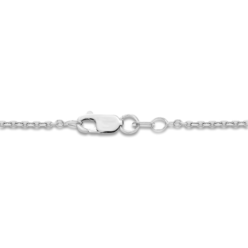 Main Image 3 of Cushion-Cut Lab-Created Emerald & Baguette-Cut White Lab-Created Sapphire Necklace Sterling Silver 18"
