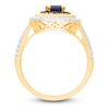 Thumbnail Image 2 of Kallati Oval-Cut Natural Blue Sapphire & Diamond Ring 1/4 ct tw 14K Yellow Gold