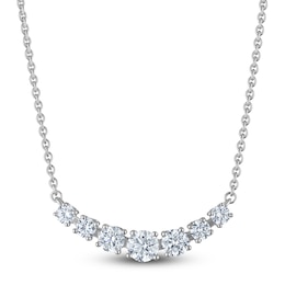 Blue Nile X Jared Diamond Graduated Smile Necklace 1 ct tw 14K White Gold 18"