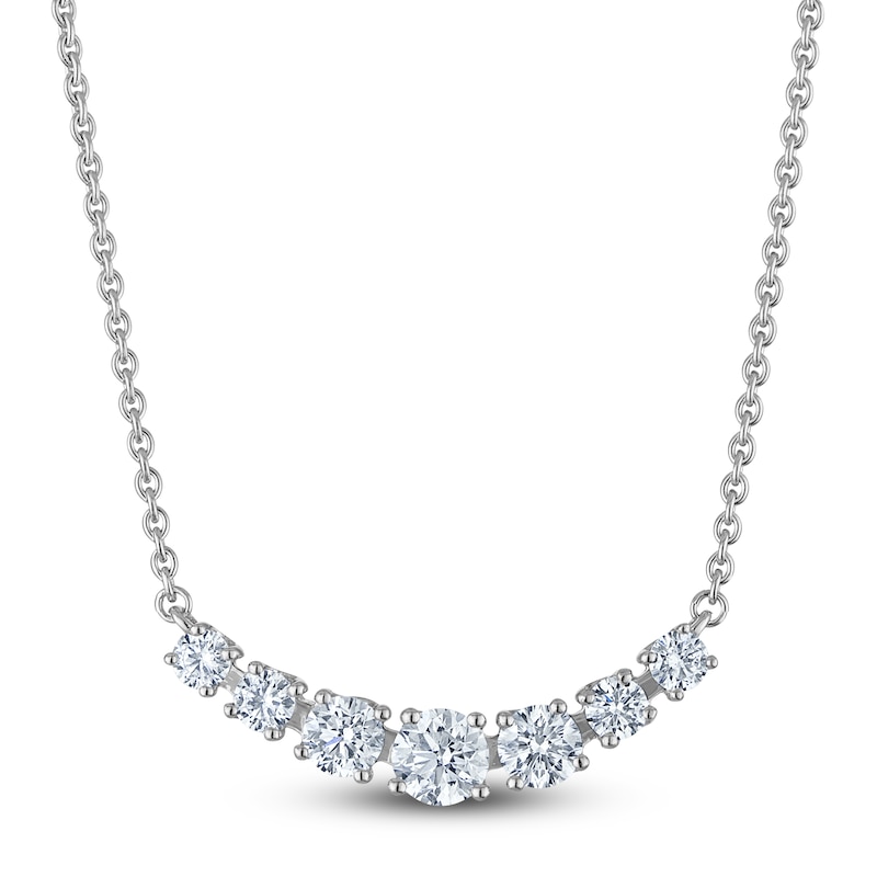 Main Image 1 of Blue Nile X Jared Diamond Graduated Smile Necklace 1 ct tw 14K White Gold 18"