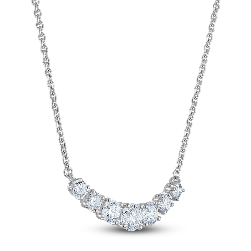 Main Image 2 of Blue Nile X Jared Diamond Graduated Smile Necklace 1 ct tw 14K White Gold 18"
