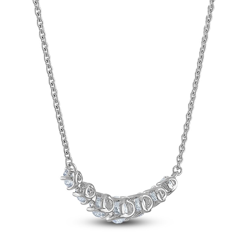 Main Image 3 of Blue Nile X Jared Diamond Graduated Smile Necklace 1 ct tw 14K White Gold 18"