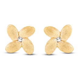 Italia D'Oro Satin-Finish Flower Stud Earrings 14K Yellow Gold