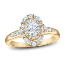 Vera Wang VOW Oval-Cut Diamond Double Halo Engagement Ring 1 ct tw 14K Yellow Gold