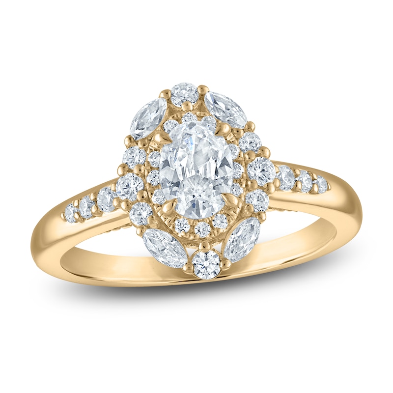 Main Image 1 of Vera Wang VOW Oval-Cut Diamond Double Halo Engagement Ring 1 ct tw 14K Yellow Gold