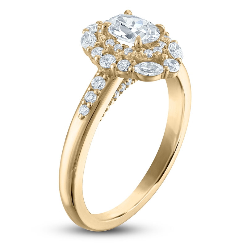 Main Image 2 of Vera Wang VOW Oval-Cut Diamond Double Halo Engagement Ring 1 ct tw 14K Yellow Gold