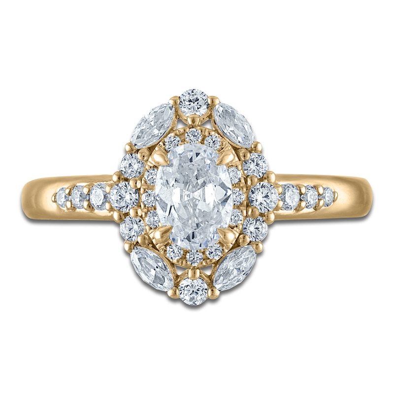 Main Image 3 of Vera Wang VOW Oval-Cut Diamond Double Halo Engagement Ring 1 ct tw 14K Yellow Gold