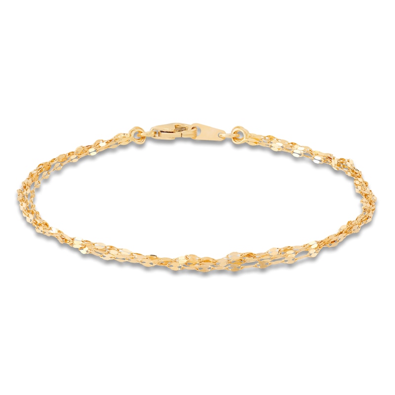 Main Image 1 of Italia D'Oro Four-Strand Valentino Mirror Chain Bracelet 14K Yellow Gold 7.25"