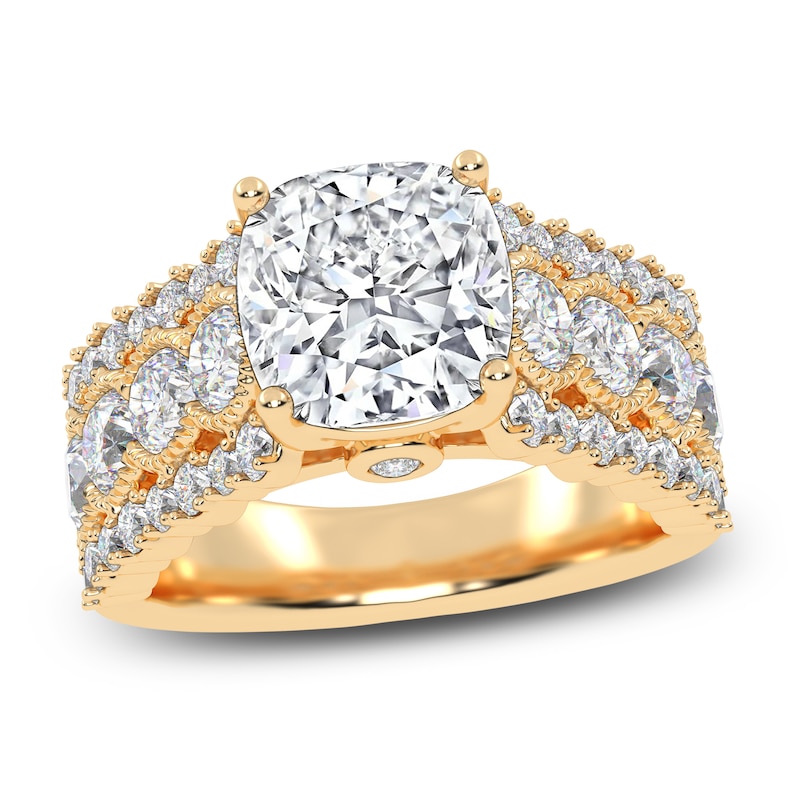 Main Image 1 of Cushion-Cut Created By Jared Studio Lab-Grown Diamond Engagement Ring 3-3/4 ct tw 14K Yellow Gold