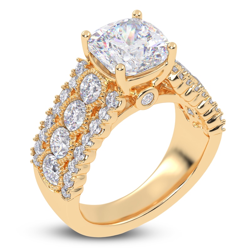 Main Image 2 of Cushion-Cut Created By Jared Studio Lab-Grown Diamond Engagement Ring 3-3/4 ct tw 14K Yellow Gold