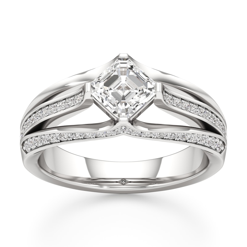 Main Image 1 of J'Lure Lab-Grown Diamond Square-Emerald Step-Cut Engagement Ring 1-3/8 ct tw 18K White Gold
