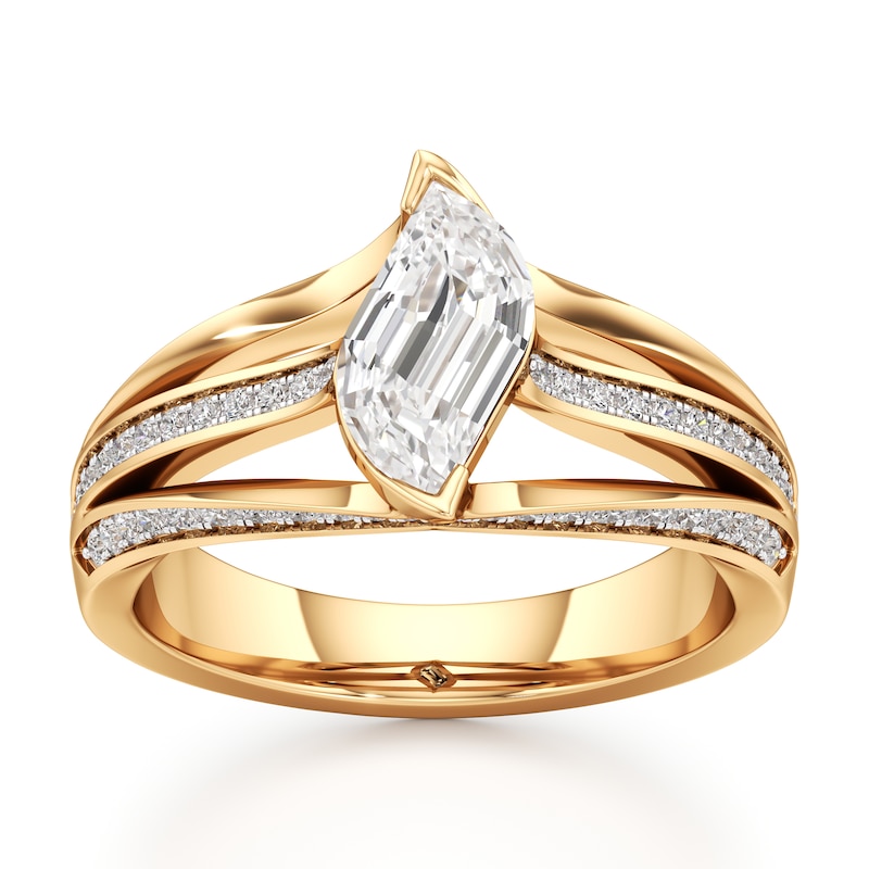 Main Image 1 of J'Lure Lab-Grown Diamond Leaf Step-Cut Engagement Ring 1-3/8 ct tw 18K Yellow Gold