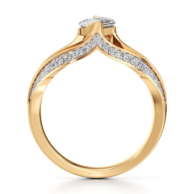 Main Image 2 of J'Lure Lab-Grown Diamond Leaf Step-Cut Engagement Ring 1-3/8 ct tw 18K Yellow Gold