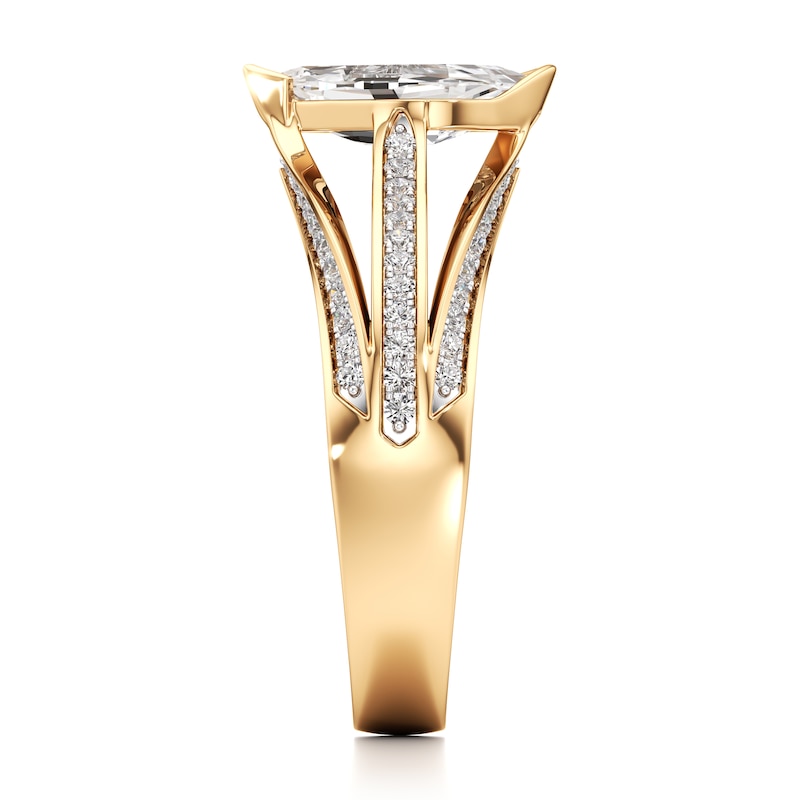 Main Image 3 of J'Lure Lab-Grown Diamond Leaf Step-Cut Engagement Ring 1-3/8 ct tw 18K Yellow Gold