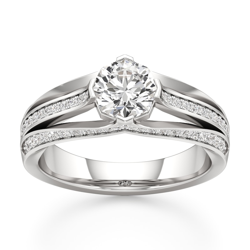 Main Image 1 of J'Lure Lab-Grown Diamond Octagon Brilliant-Cut Engagement Ring 1-3/8 ct tw 18K White Gold