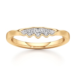J'Lure Lab-Grown Diamond Scalloped Wedding Band 1/6 ct tw 18K Yellow Gold
