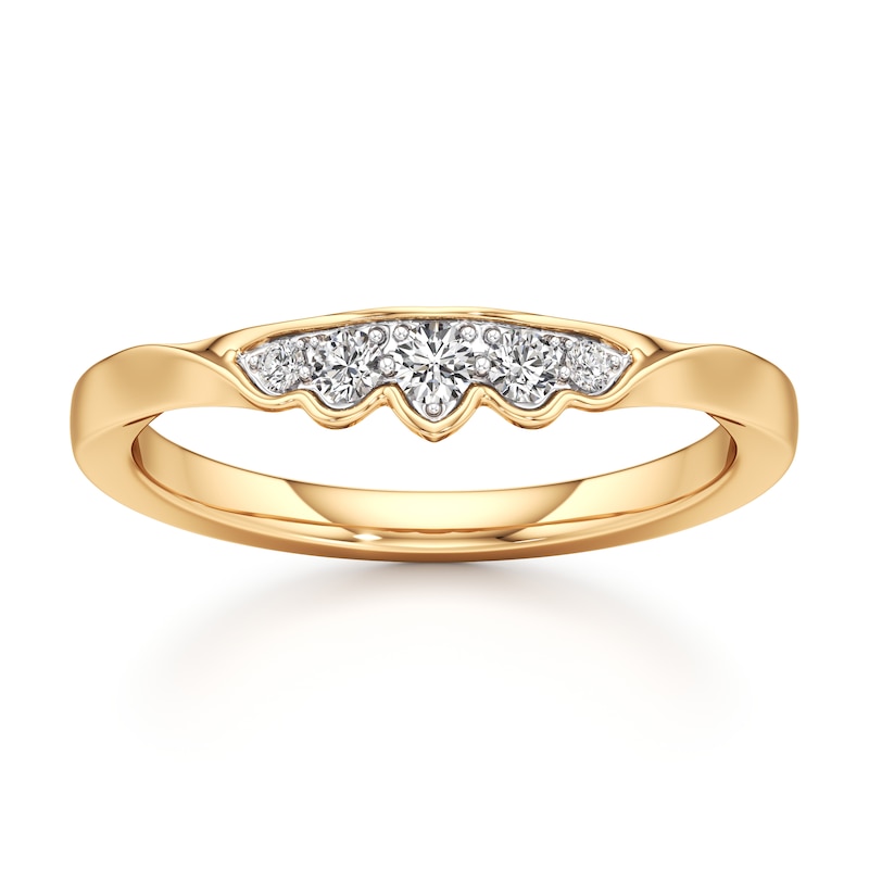 Main Image 1 of J'Lure Lab-Grown Diamond Scalloped Wedding Band 1/6 ct tw 18K Yellow Gold