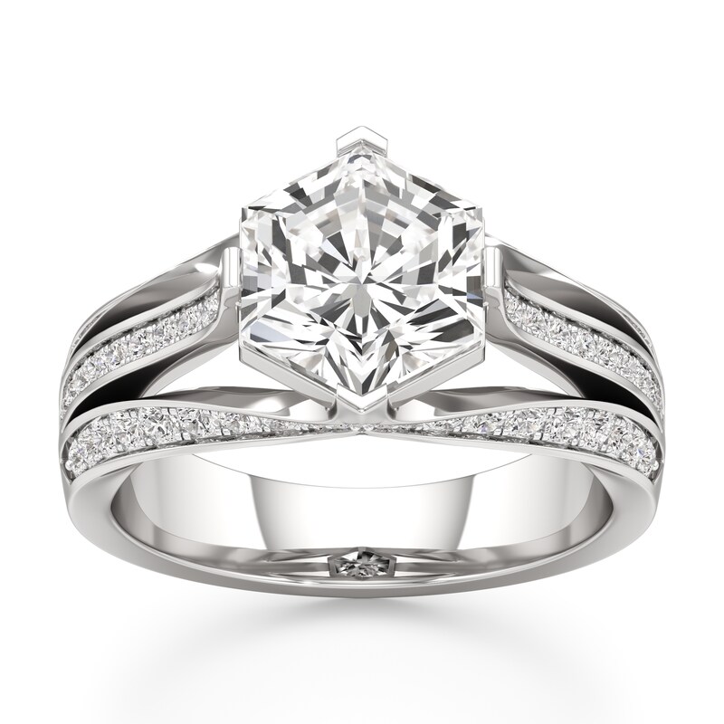 Main Image 1 of J'Lure Lab-Grown Diamond Hexagon Brilliant-Cut Engagement Ring 3-1/2 ct tw 18K White Gold