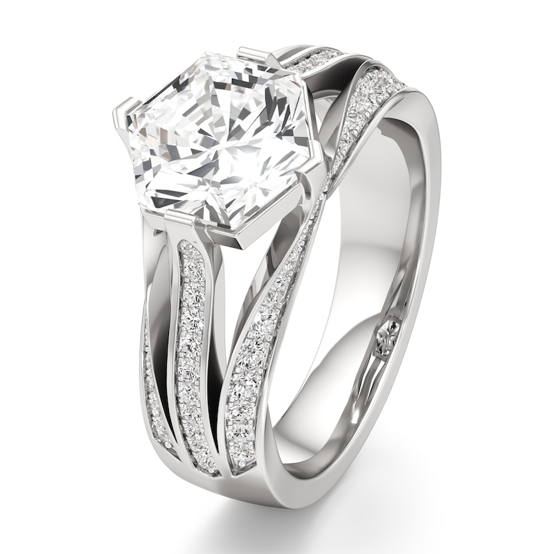 Main Image 4 of J'Lure Lab-Grown Diamond Hexagon Brilliant-Cut Engagement Ring 3-1/2 ct tw 18K White Gold