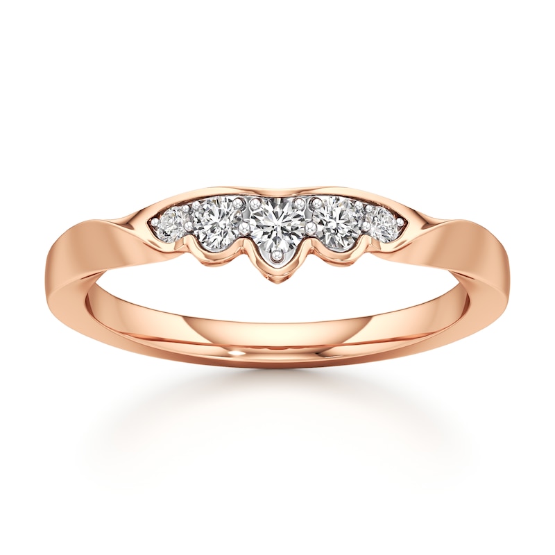 Main Image 1 of J'Lure Lab-Created Diamond Scalloped Wedding Band 1/5 ct tw 18K Rose Gold