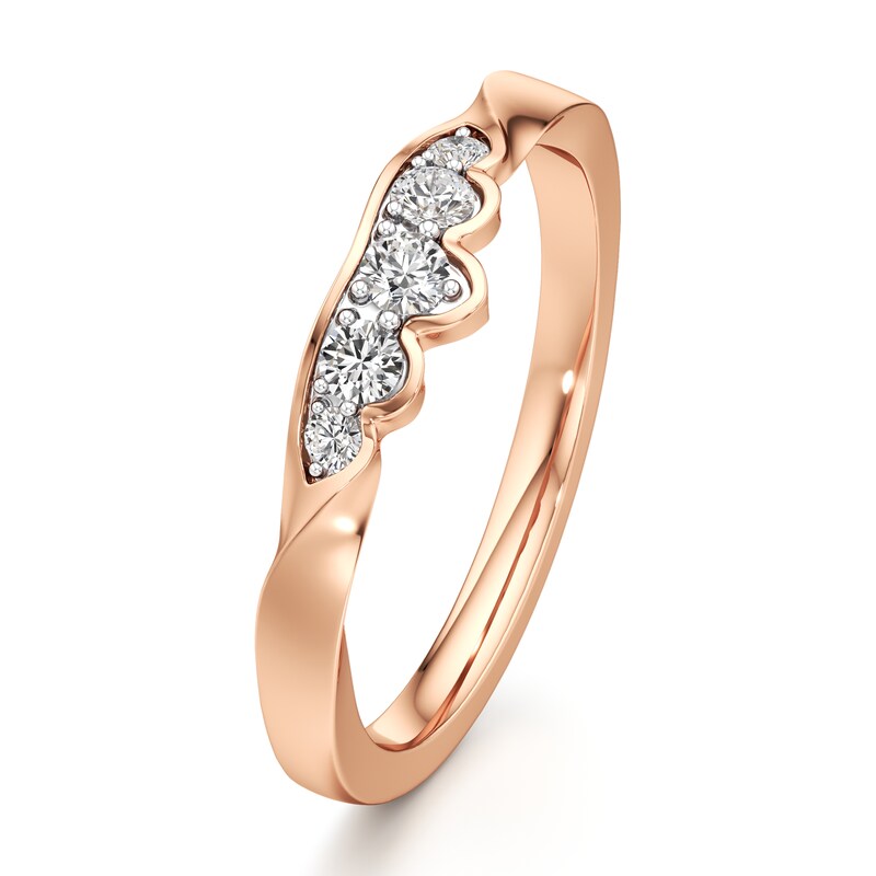 Main Image 4 of J'Lure Lab-Created Diamond Scalloped Wedding Band 1/5 ct tw 18K Rose Gold