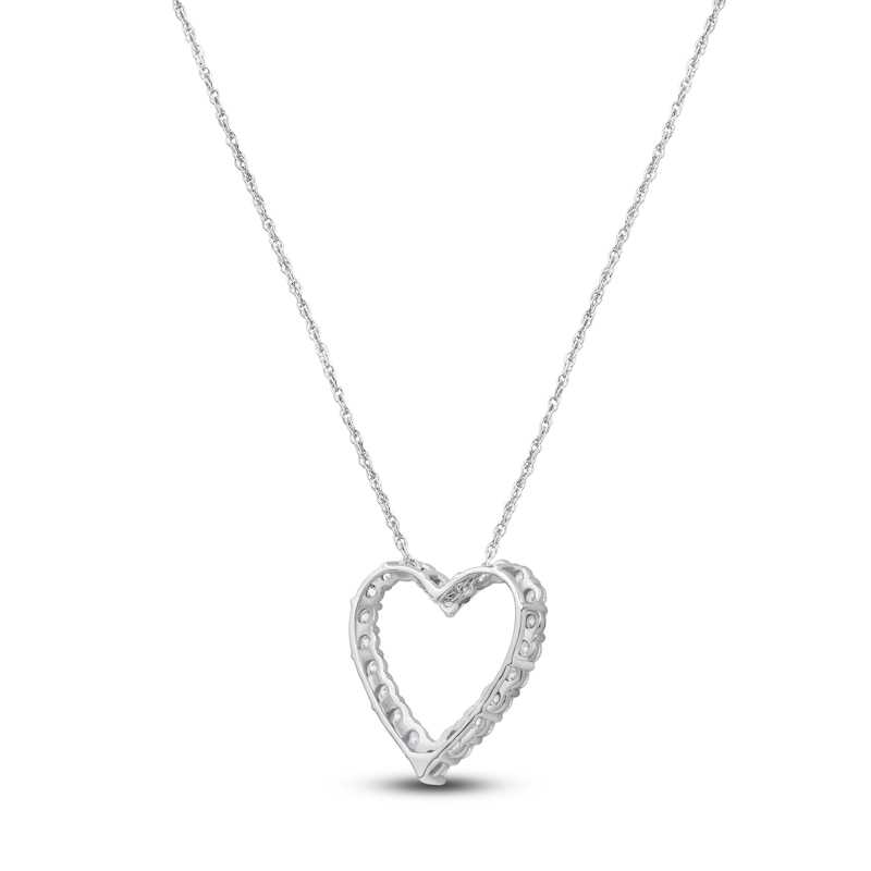 Main Image 4 of Lab-Grown Diamond Heart Outline Necklace 1 ct tw 14K White Gold 18"