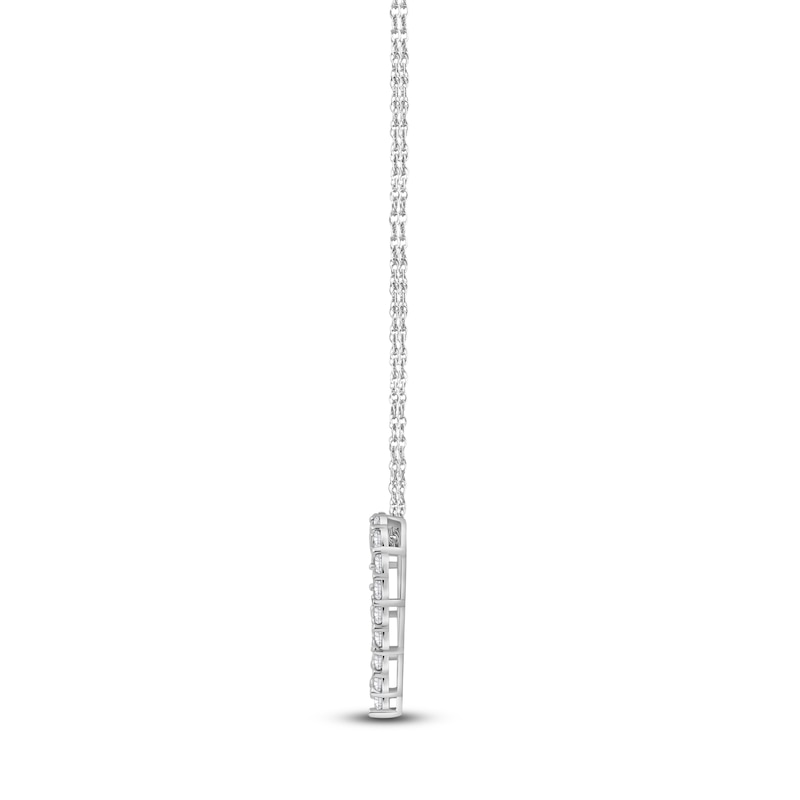 Main Image 5 of Lab-Grown Diamond Heart Outline Necklace 1 ct tw 14K White Gold 18"