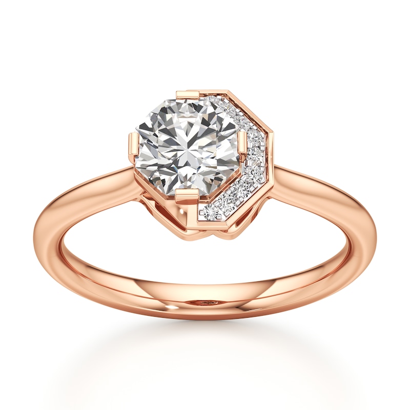Main Image 1 of J'Lure Octagon Brilliant-Cut Lab-Grown Diamond Half-Halo Engagement Ring 1 ct tw 18K Rose Gold