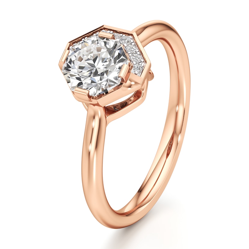 Main Image 4 of J'Lure Octagon Brilliant-Cut Lab-Grown Diamond Half-Halo Engagement Ring 1 ct tw 18K Rose Gold