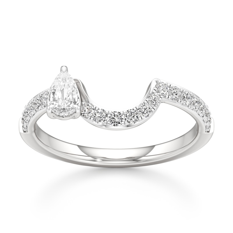 Main Image 1 of J'Lure Pear Step-Cut Lab-Grown Diamond Contour Wedding Band 1/2 ct tw 18K White Gold