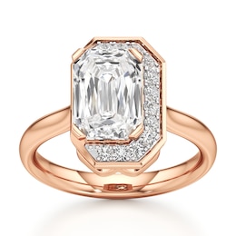 J'Lure Imperial-Emerald Step-Cut Lab-Grown Diamond Half-Halo Engagement Ring 3-1/6 ct tw 18K Rose Gold