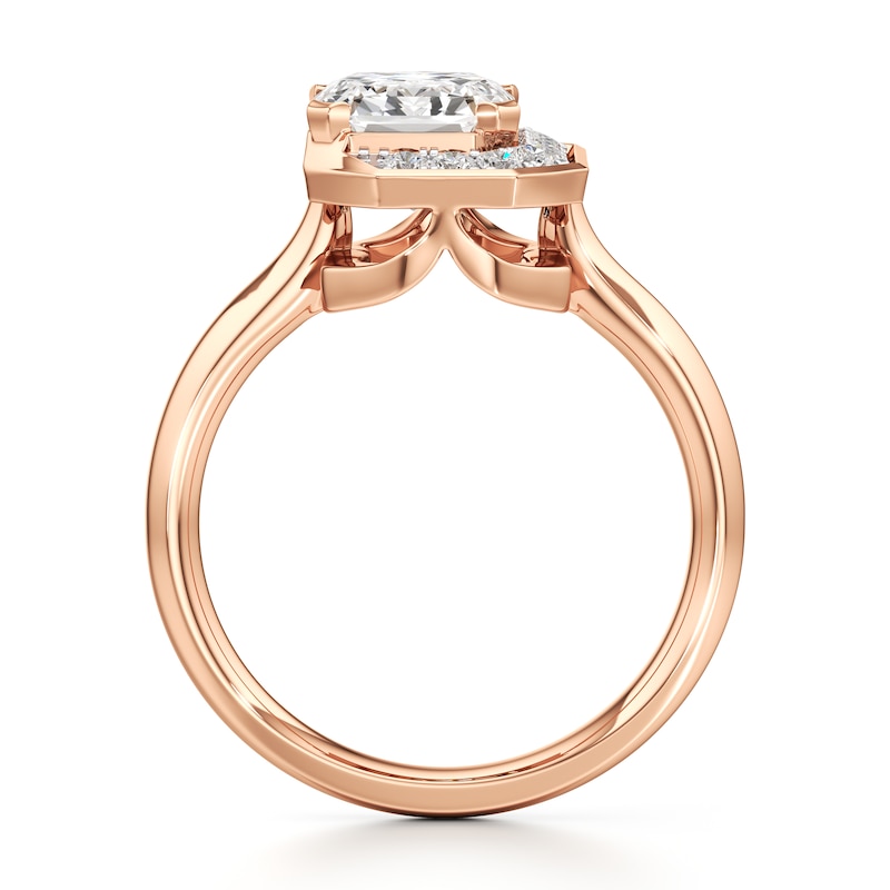 Main Image 2 of J'Lure Imperial-Emerald Step-Cut Lab-Grown Diamond Half-Halo Engagement Ring 3-1/6 ct tw 18K Rose Gold