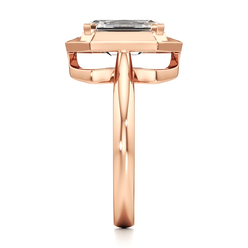 Main Image 3 of J'Lure Imperial-Emerald Step-Cut Lab-Grown Diamond Half-Halo Engagement Ring 3-1/6 ct tw 18K Rose Gold