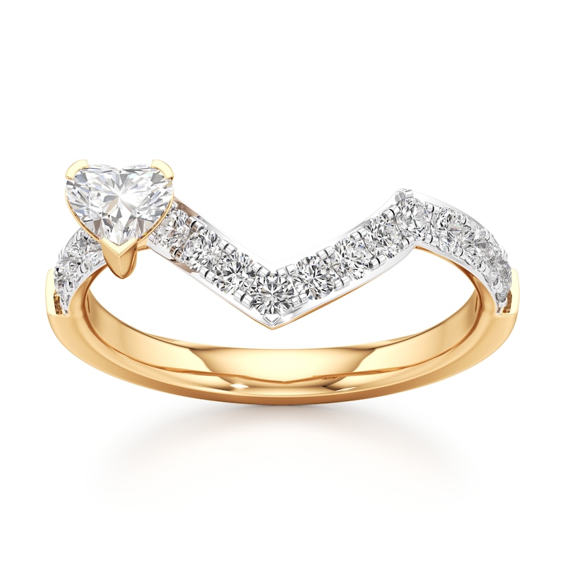 Main Image 1 of J'Lure Heart Brilliant-Cut Lab-Grown Diamond Contour Wedding Band 3/4 ct tw 18K Yellow Gold