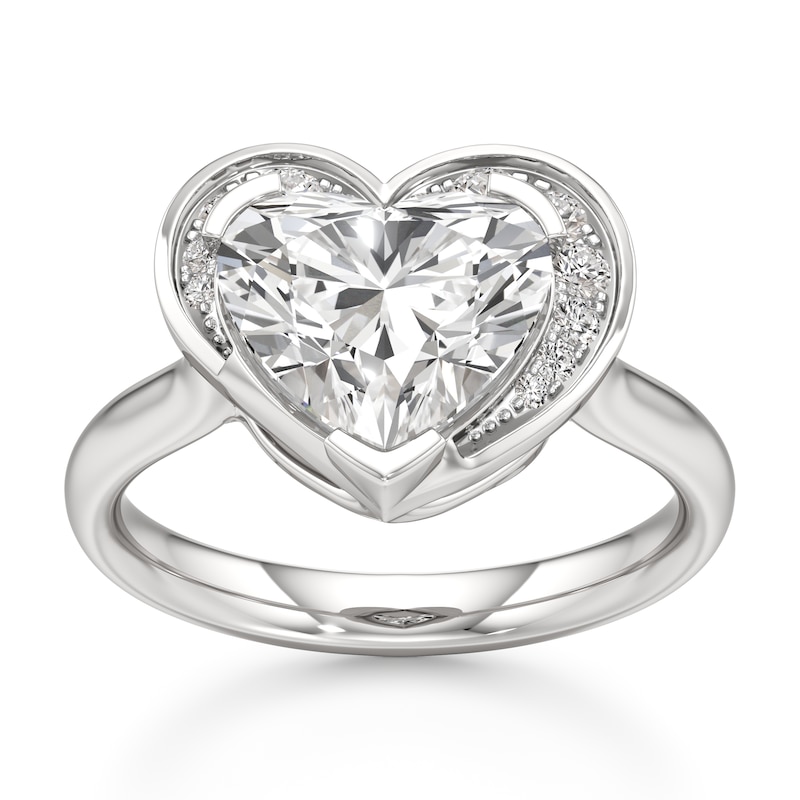 Main Image 1 of J'Lure Heart Brilliant-Cut Lab-Grown Diamond Half-Halo Engagement Ring 3-1/5 ct tw 18K White Gold