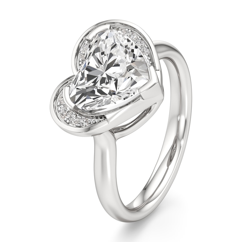 Main Image 4 of J'Lure Heart Brilliant-Cut Lab-Grown Diamond Half-Halo Engagement Ring 3-1/5 ct tw 18K White Gold