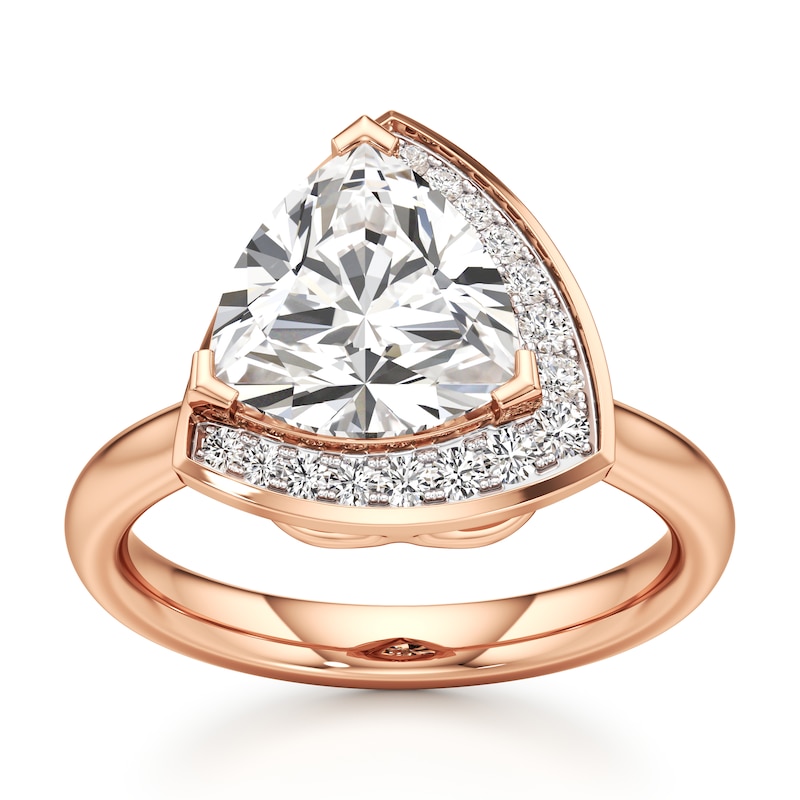 Main Image 1 of J'Lure Trillion Curved Brilliant-Cut Lab-Grown Diamond Half-Halo Engagement Ring 3-1/8 ct tw 18K Rose Gold