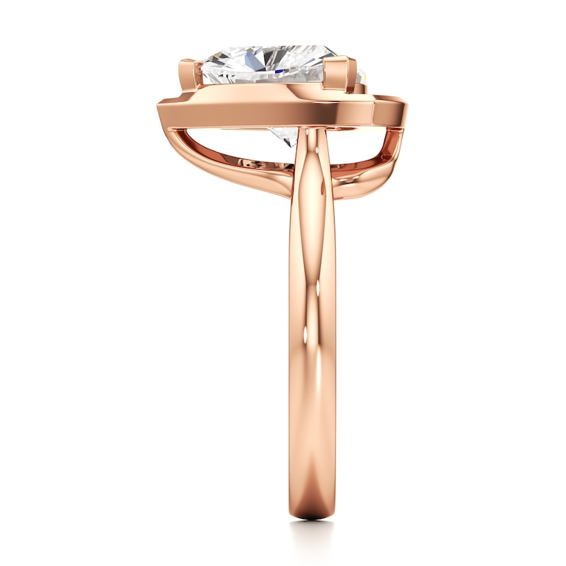 Main Image 3 of J'Lure Trillion Curved Brilliant-Cut Lab-Grown Diamond Half-Halo Engagement Ring 3-1/8 ct tw 18K Rose Gold