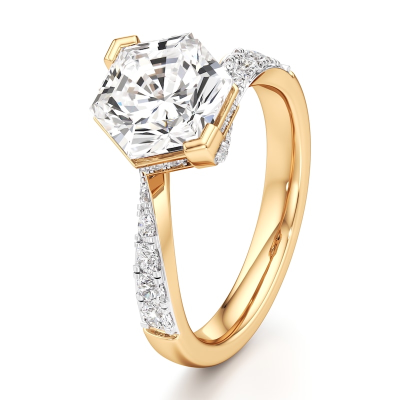 Main Image 4 of J'Lure Hexagon Brilliant-Cut Lab-Grown Diamond Bypass Engagement Ring 3-1/2 ct tw 18K Yellow Gold