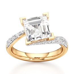 J'Lure Carre Step-Cut Lab-Grown Diamond Bypass Engagement Ring 3-1/2 ct tw 18K Yellow Gold