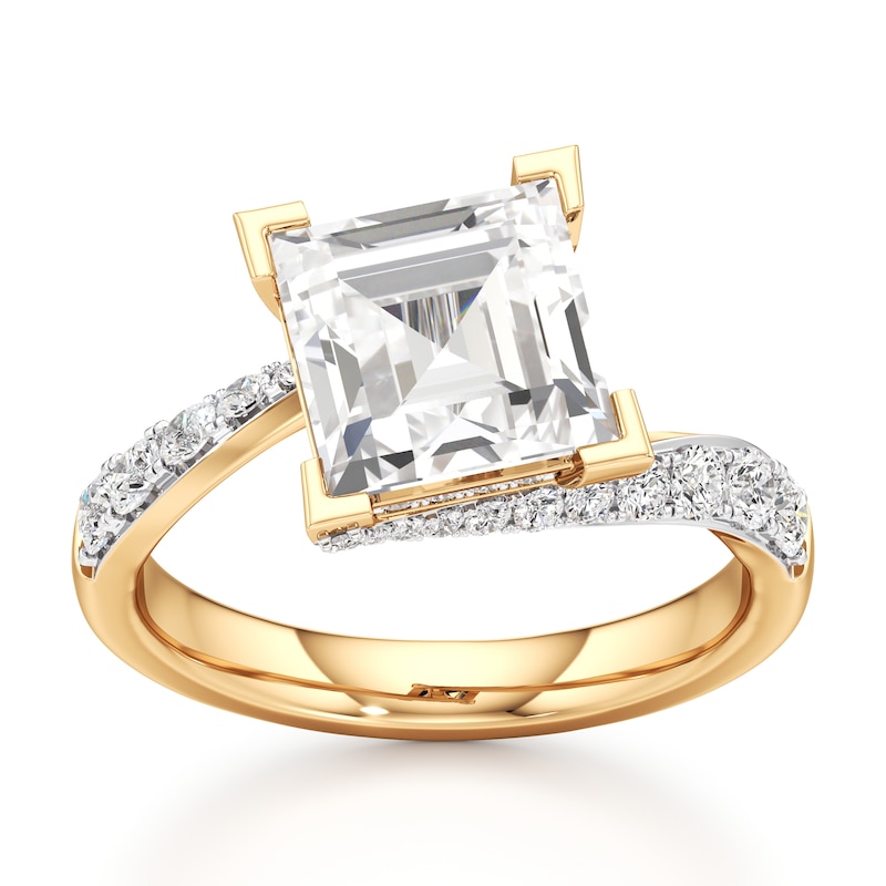 Main Image 1 of J'Lure Carre Step-Cut Lab-Grown Diamond Bypass Engagement Ring 3-1/2 ct tw 18K Yellow Gold