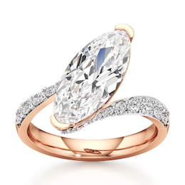J'Lure Moval Old-Cut Lab-Grown Diamond Bypass Engagement Ring 3-5/8 ct tw 18K Rose Gold