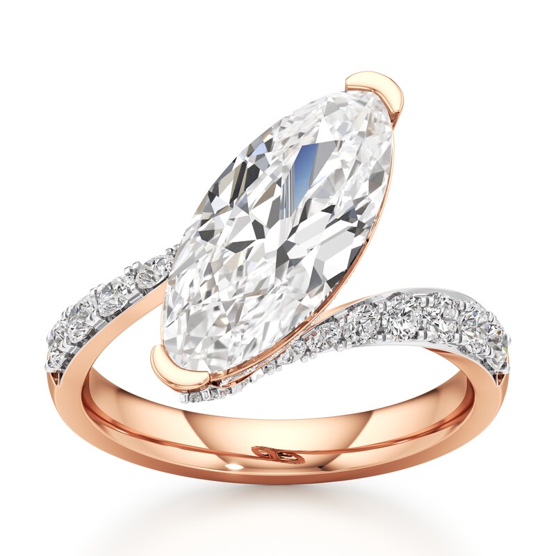 Main Image 1 of J'Lure Moval Old-Cut Lab-Grown Diamond Bypass Engagement Ring 3-5/8 ct tw 18K Rose Gold