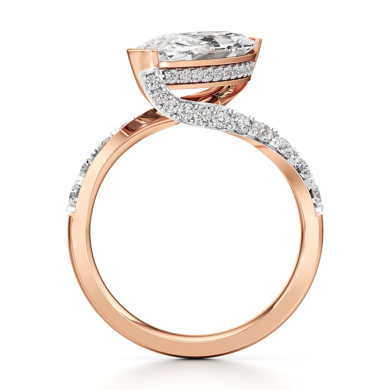 Main Image 2 of J'Lure Moval Old-Cut Lab-Grown Diamond Bypass Engagement Ring 3-5/8 ct tw 18K Rose Gold