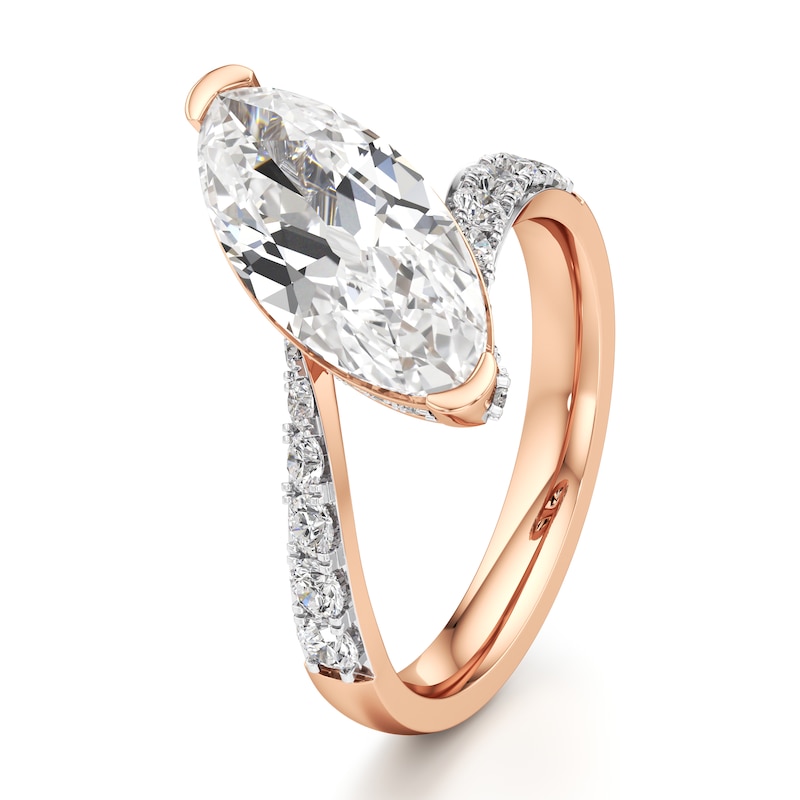 Main Image 4 of J'Lure Moval Old-Cut Lab-Grown Diamond Bypass Engagement Ring 3-5/8 ct tw 18K Rose Gold