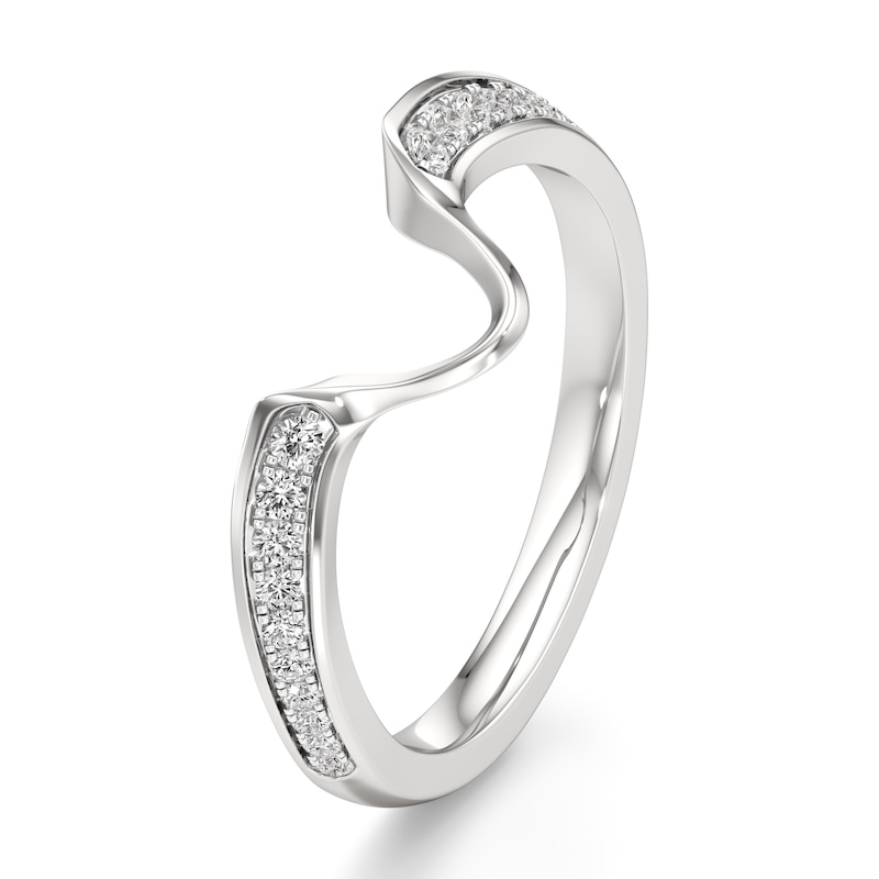 Main Image 4 of J'Lure Lab-Grown Diamond Contour Wedding Band 1/6 ct tw 18K White Gold