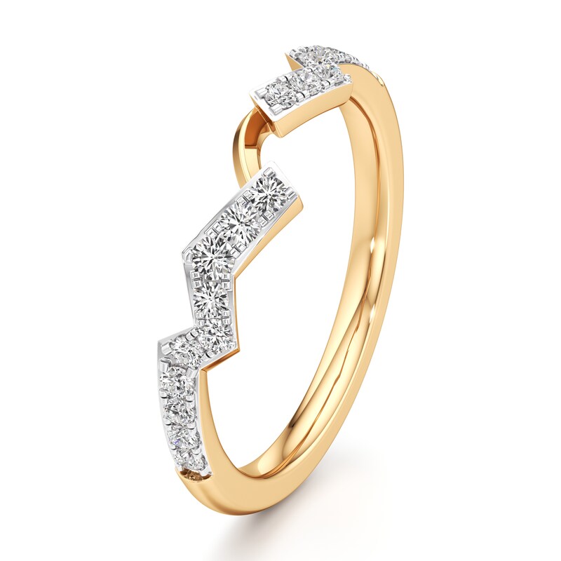 Main Image 4 of J'Lure Lab-Grown Diamond Angled Contour Wedding Band 1/4 ct tw 18K Yellow Gold